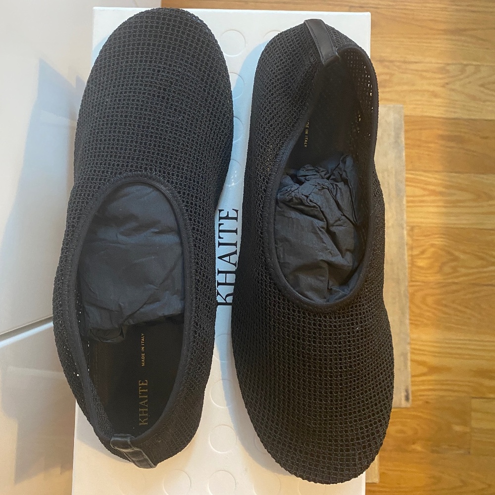KHAITE Maiden Mesh Ballerina Flat - Black - Size 39